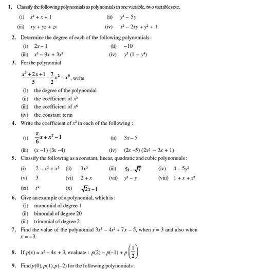 Factorization Of Polynomials Class 9 Worksheet