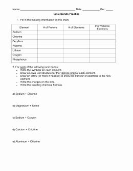 Ionic And Covalent Bonding Practice Worksheet Answers