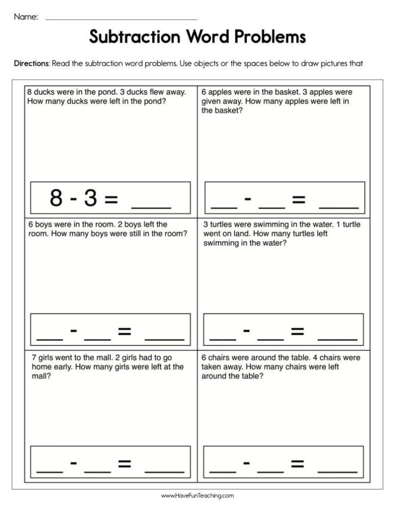 Incredible Addition And Subtraction Word Problems Worksheets For Kindergarten References