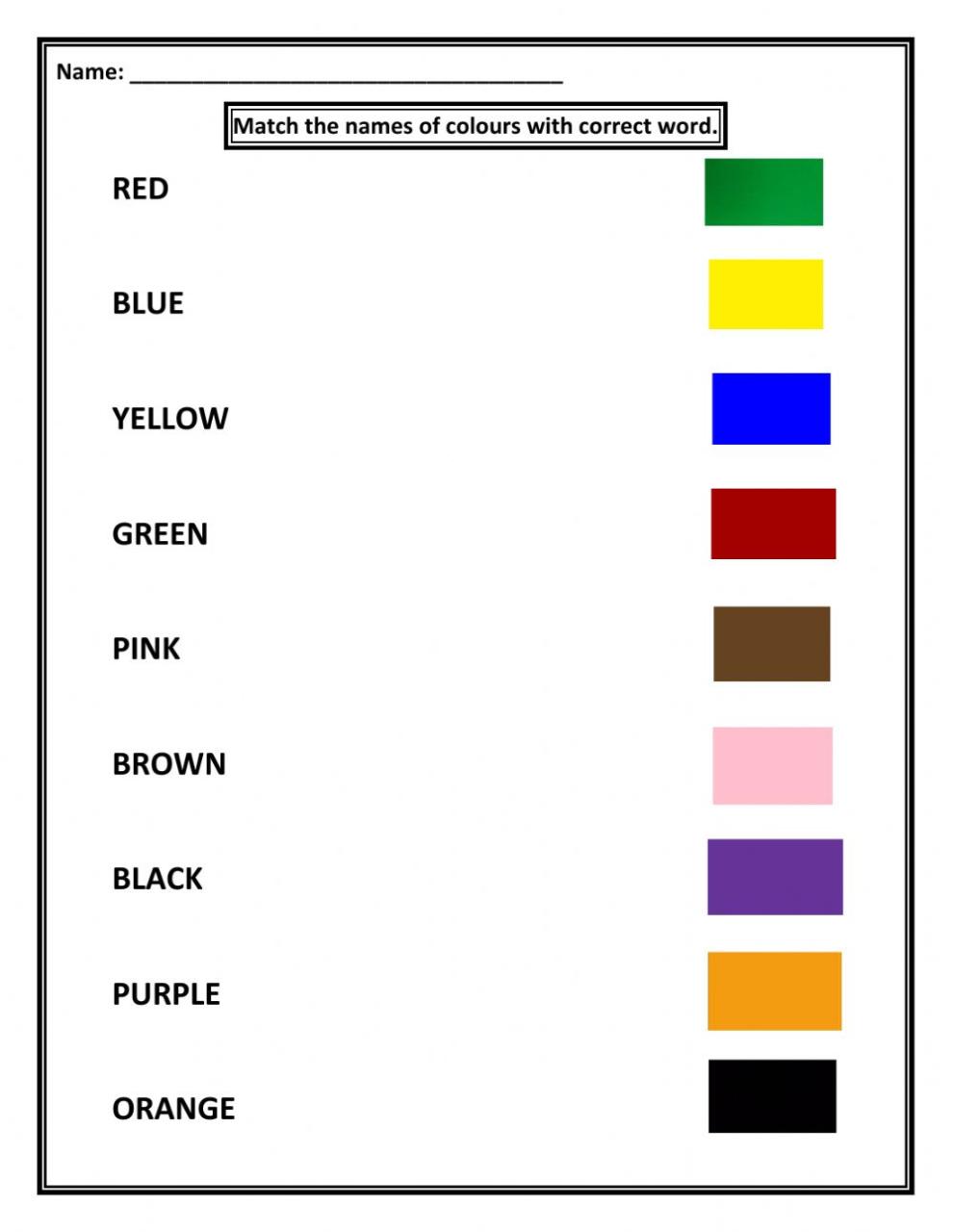 +10 Matching Color Words Worksheets References