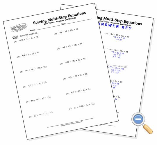 Answer Key Solving Multi Step Equations Worksheet Answers
