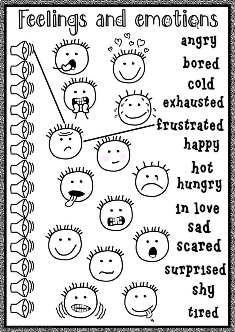Feelings Worksheet Kindergarten Pdf