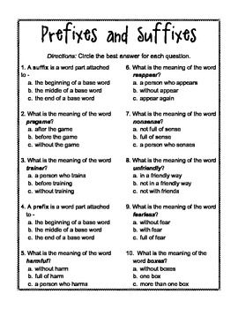 Suffixes Worksheets For Grade 4 Pdf