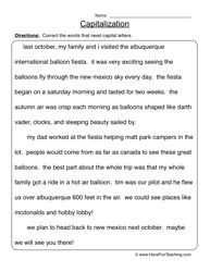 4th Grade Free Capitalization Worksheets
