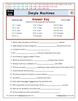 Simple Machines Worksheet Pdf Answers