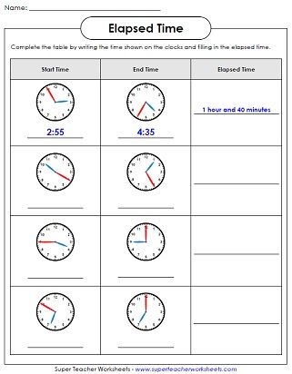 Free Printable Elapsed Time Worksheets 3rd Grade