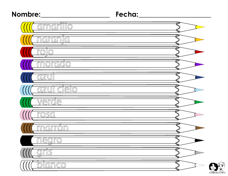 The Best Color Spanish Worksheets Ideas