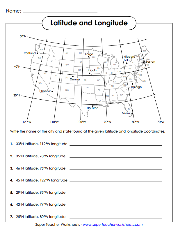 5th Grade Latitude And Longitude Worksheets Answers