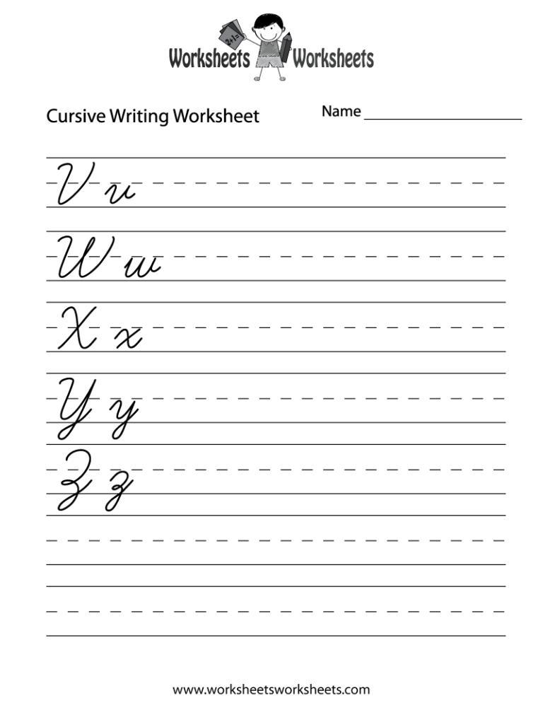 Cursive Handwriting Practice Sheets For Kids