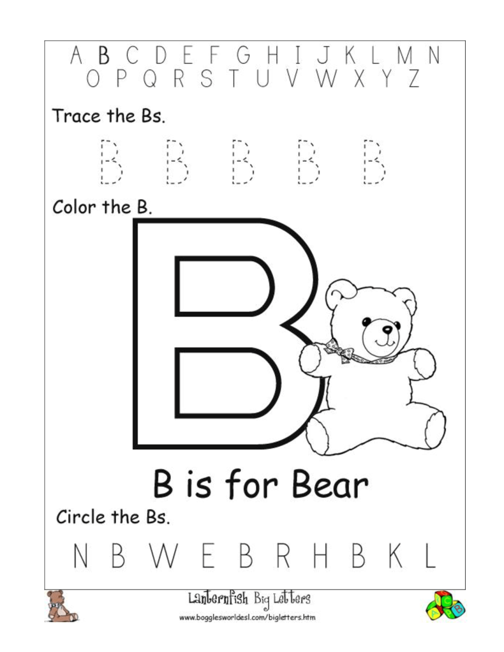 Famous Letter B Kindergarten Worksheets Ideas