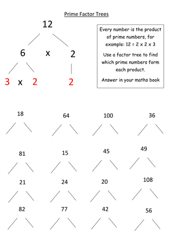 6th Grade Prime Factorization Worksheets