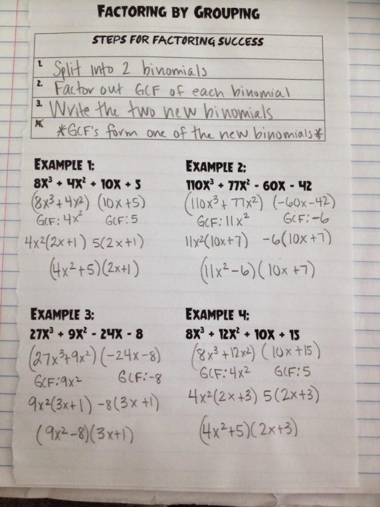 Factoring Trinomials By Grouping Worksheet With Answers