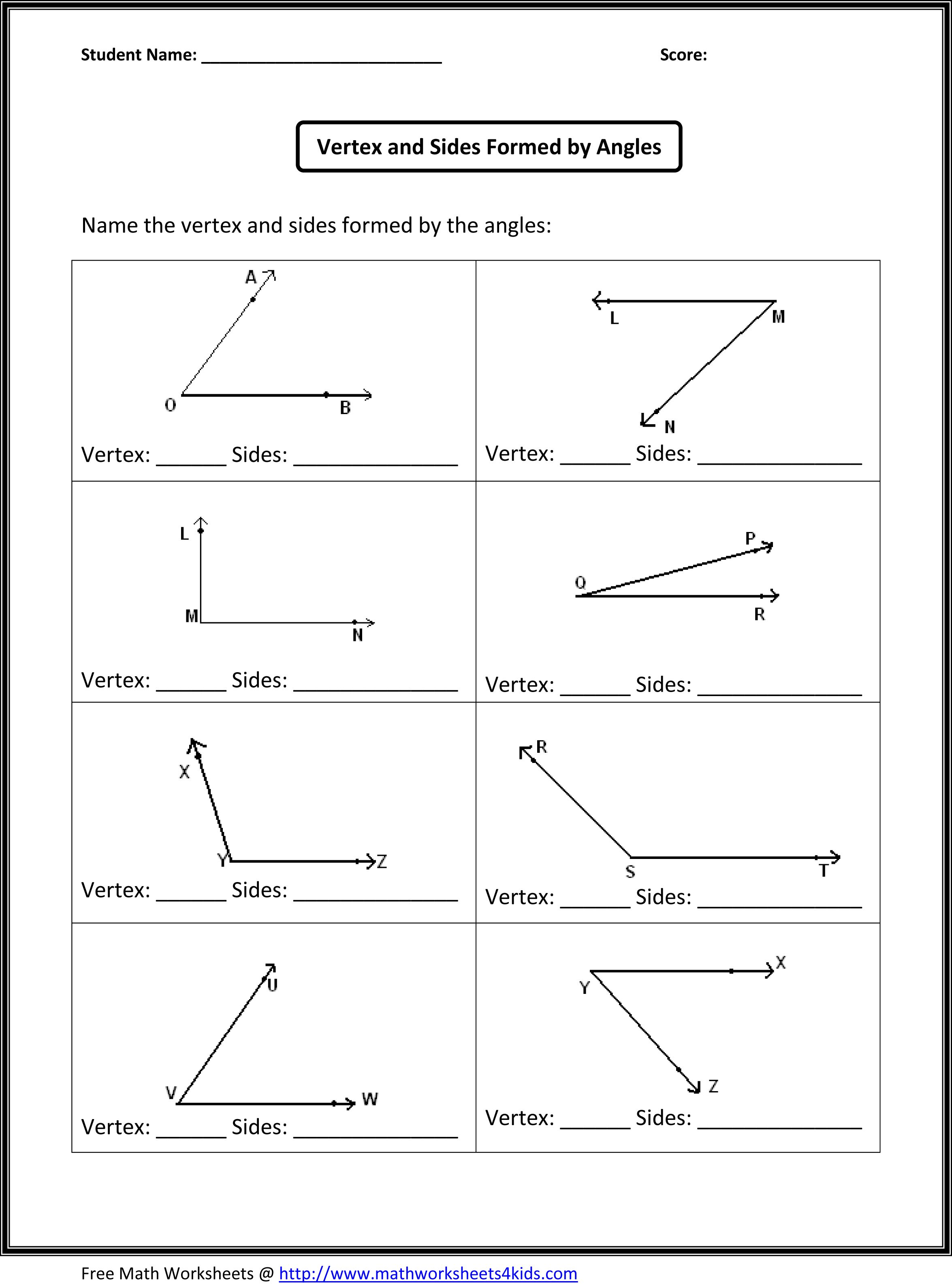 angles Geometry worksheets, Fourth grade math, 4th grade math