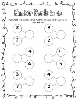 Kindergarten Addition Number Bonds Worksheets