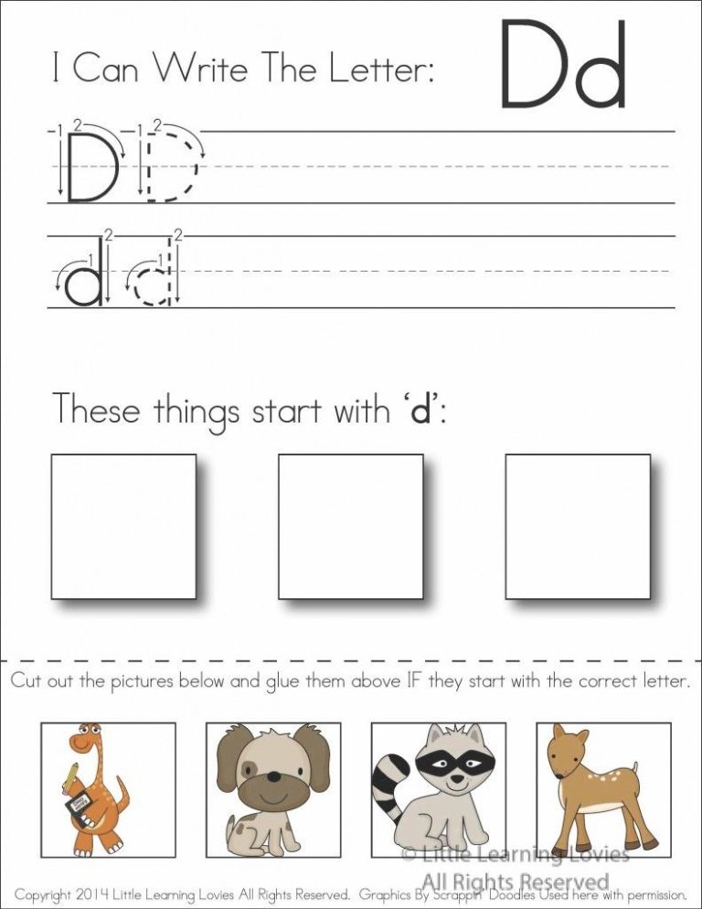 Preschool Letter D Cut And Paste Worksheets