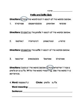 Prefixes And Suffixes Worksheets With Answers Pdf