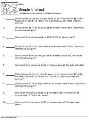 Simple And Compound Interest Worksheets Grade 8 Pdf