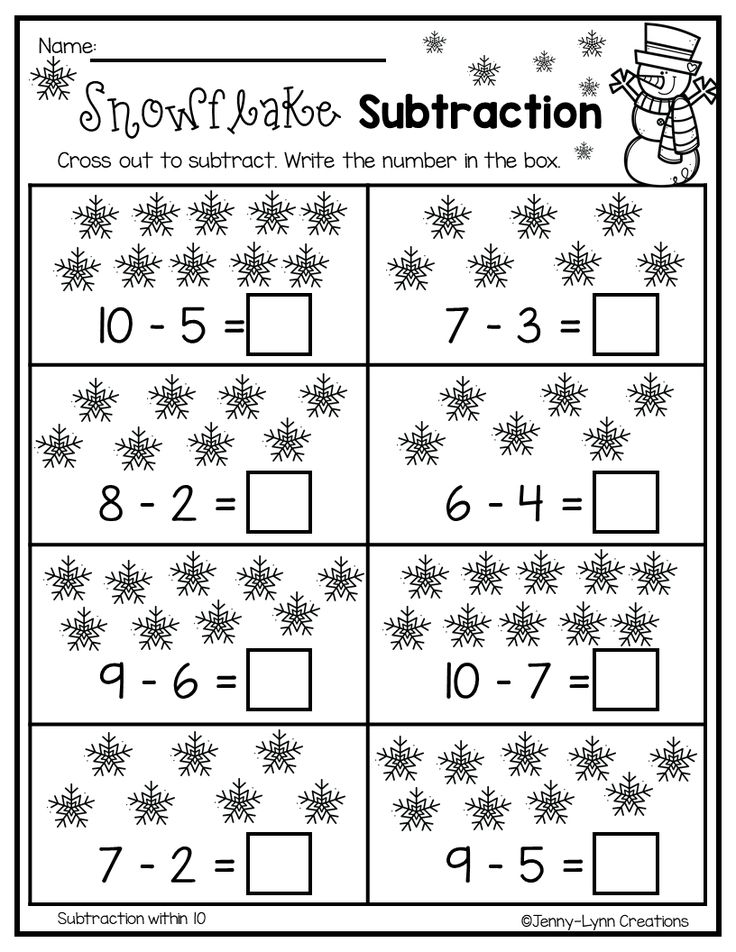 Winter Subtraction Within 10 Subtraction, Common core math