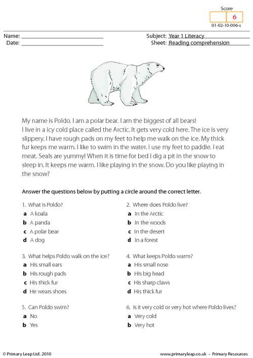 Multiple Choice Grade 2 English Worksheets Comprehension