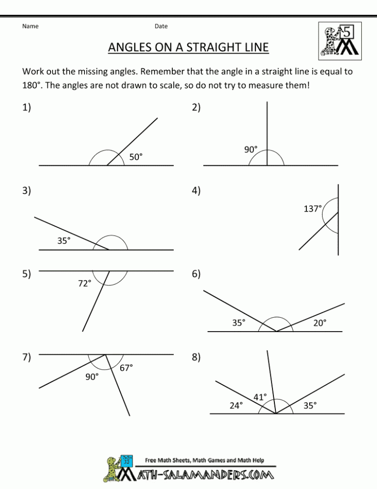 Lines And Angles Worksheet Pdf