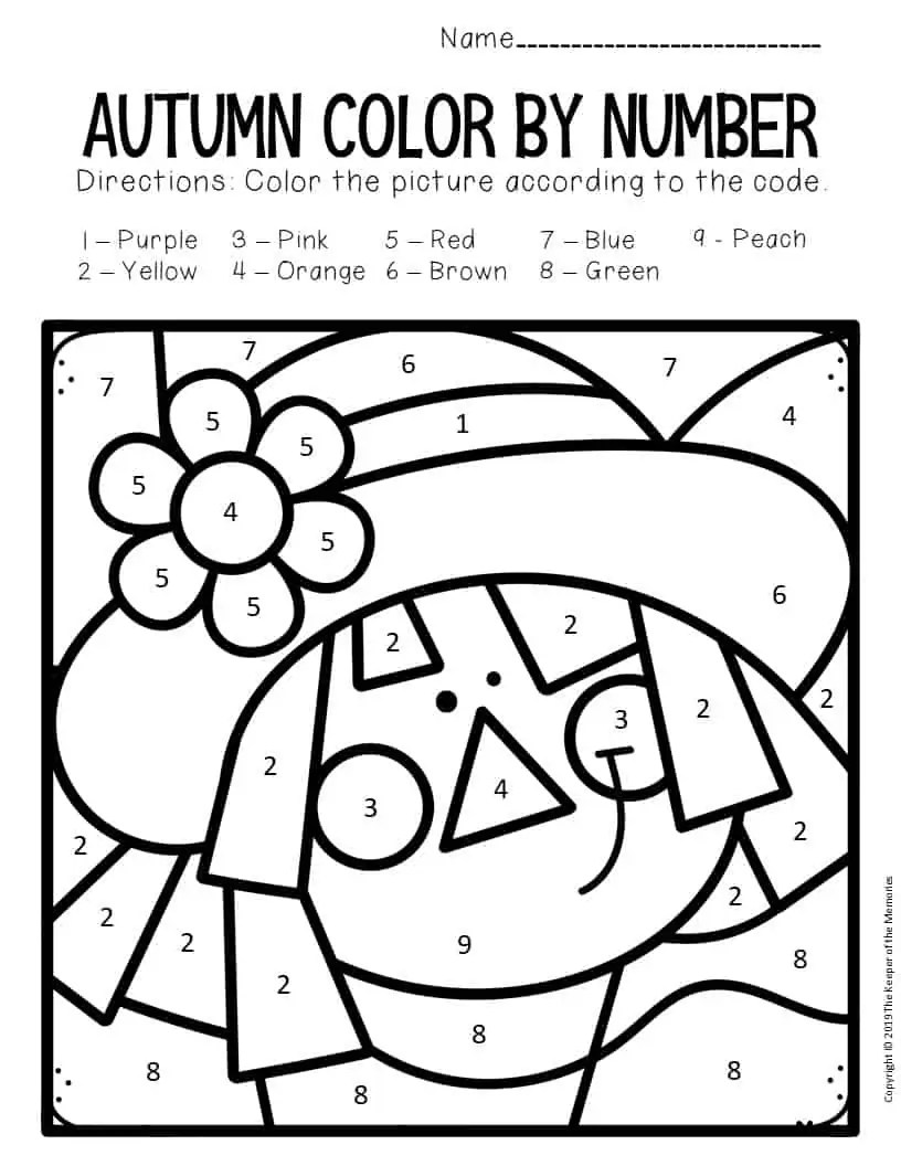 Cool Color By Number Worksheets For Kindergarten Fall 2022