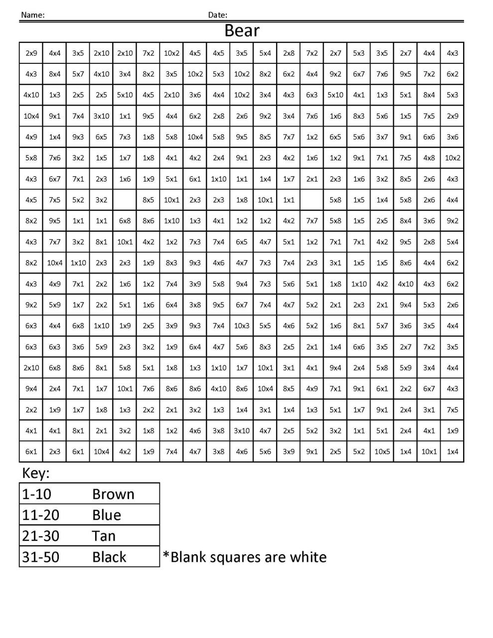 Review Of Color Math Worksheets Multiplication Ideas