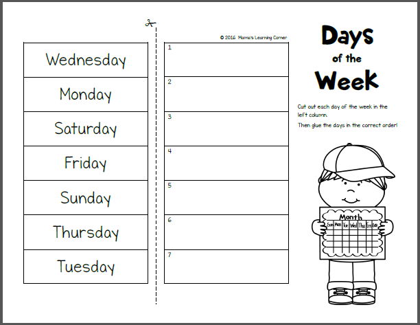 Famous Days Of The Week Worksheet For Kg References