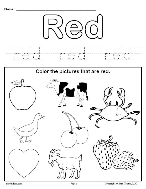 Incredible Color Red Worksheet For Toddlers Ideas