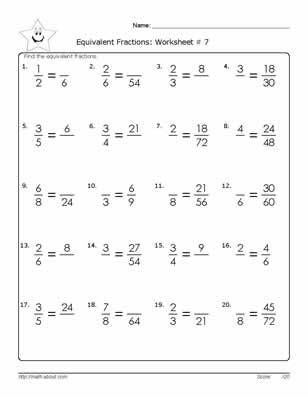 Grade 6 Equivalent Fractions Worksheets Pdf