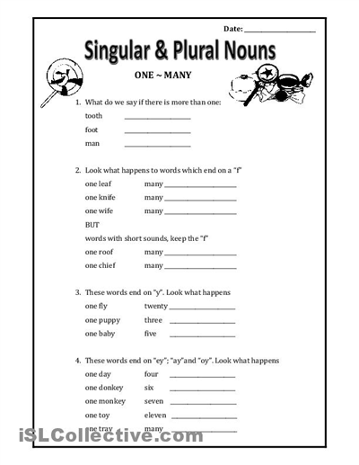 Grade 3 Singular And Plural Nouns Worksheets With Answer Key