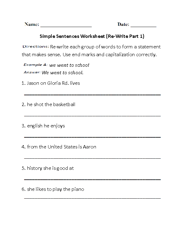 5th Grade Sentence Structure Worksheets With Answer Key Pdf