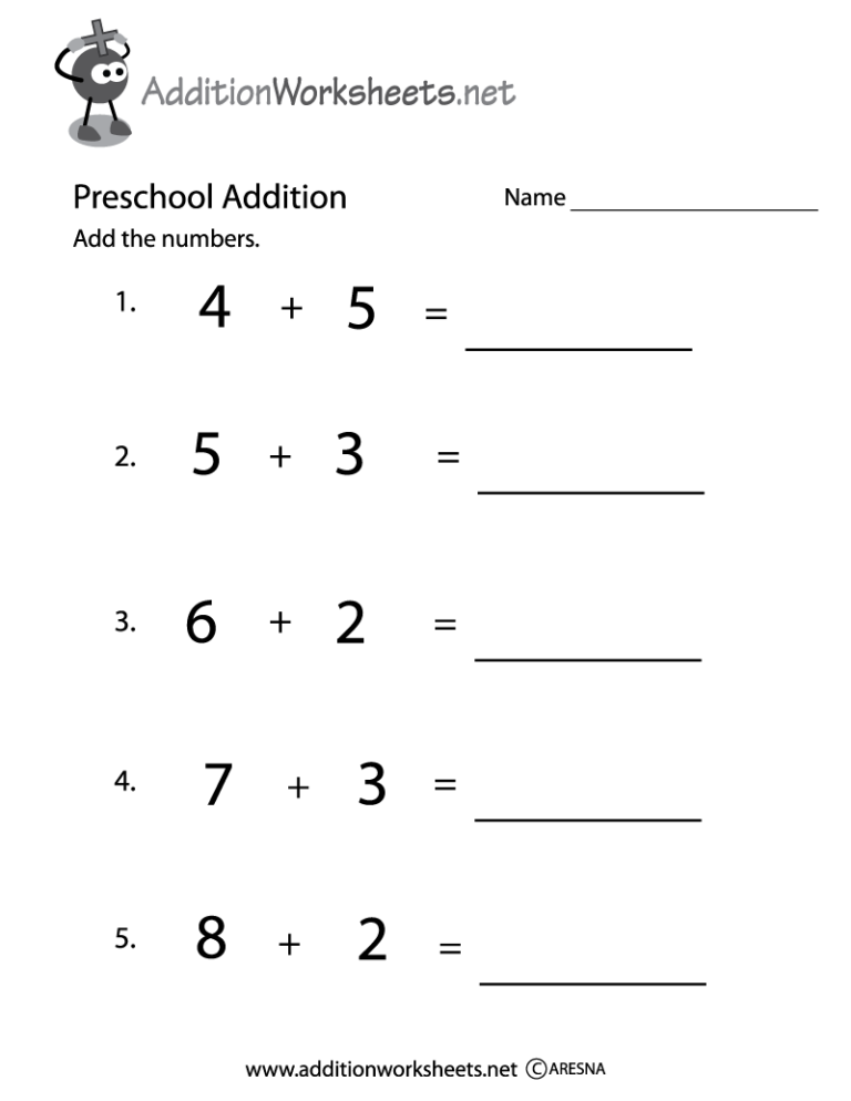 Kindergarten Simple Addition Problems