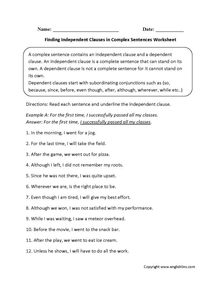 Compound And Complex Sentences Worksheet Pdf