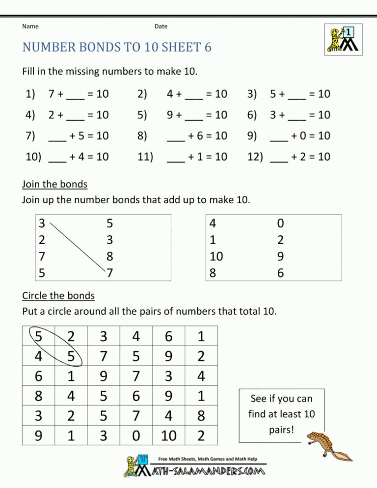 2nd Grade Grade 3 Number Bonds Worksheets