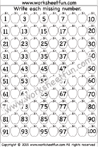 Free Counting Worksheets 1-100
