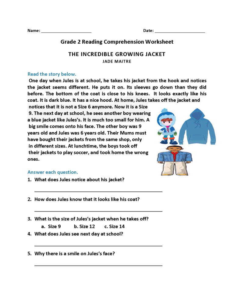 Reading Comprehension Grade 2 Worksheets Pdf