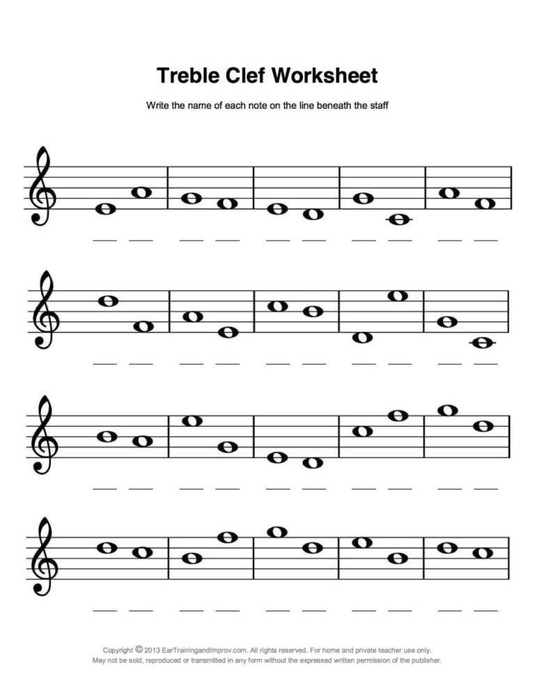 Printable Beginner Free Music Theory Worksheets