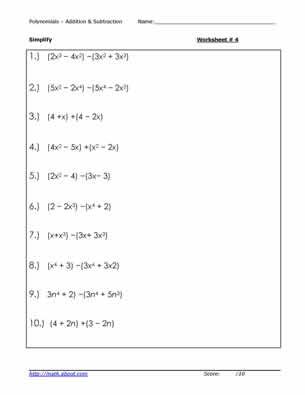 Grade 8 Division Of Polynomials Worksheet
