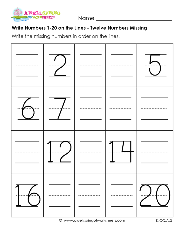 Counting Worksheets 1-20 Pdf
