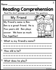 Reading Comprehension Free First Grade Worksheets