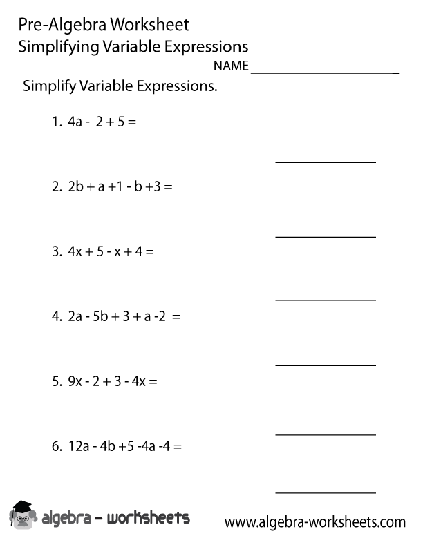 Simplifying Variable Expressions Worksheet Answer Key
