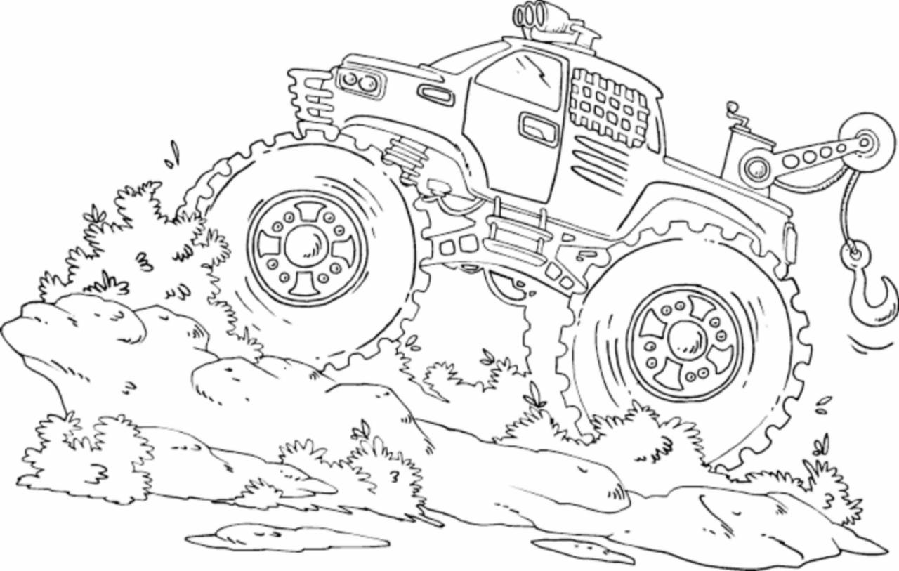 Incredible Monster Truck Coloring Pages For Kindergarten Ideas