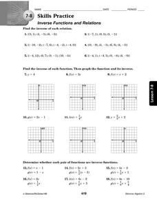 Inverse Functions Worksheet Algebra 2 Answers