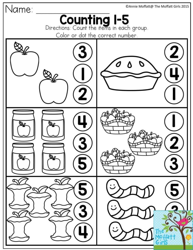 Preschool Counting Worksheets 1-5