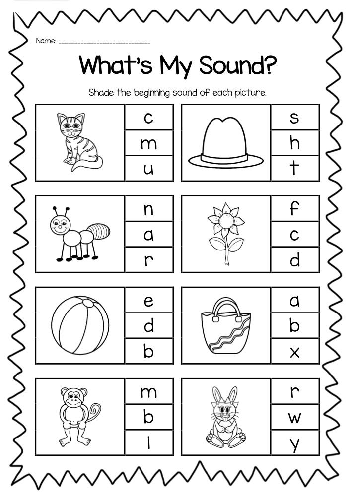 Free Printable Kindergarten Beginning Sounds Worksheets
