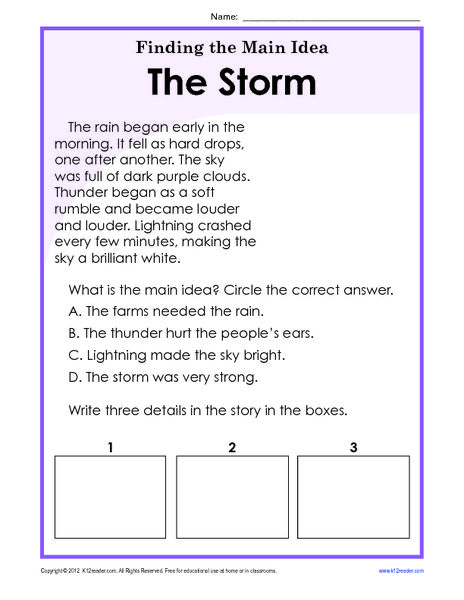 First Grade Main Idea Worksheets 1st Grade Free