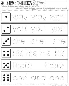 Roll and Trace Sight Words with Thanksgiving Mouse Sight word