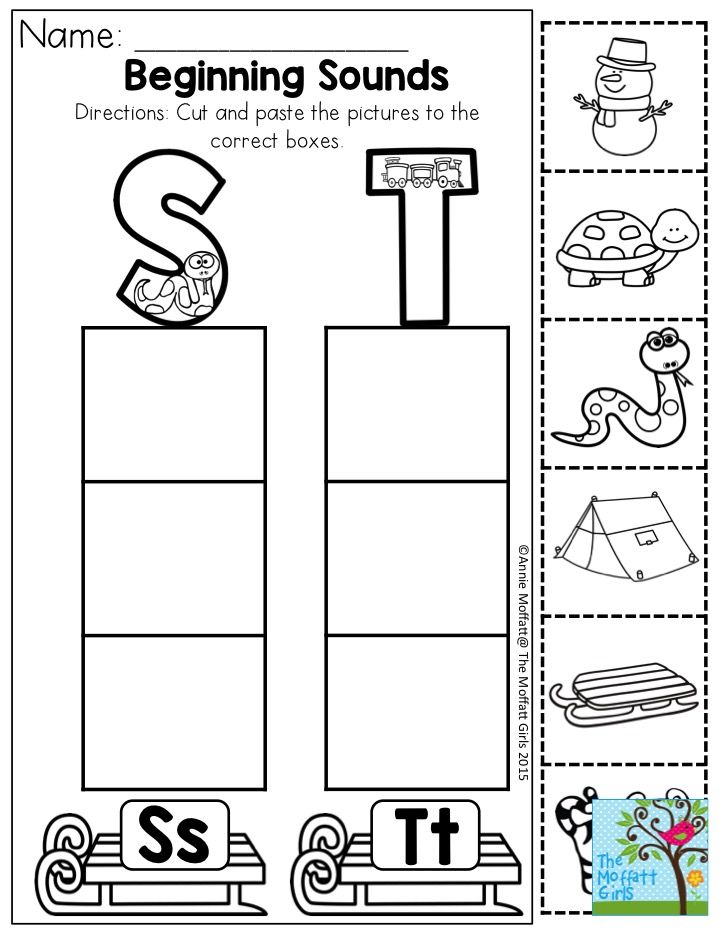 Pdf Beginning Sounds Worksheets Cut And Paste