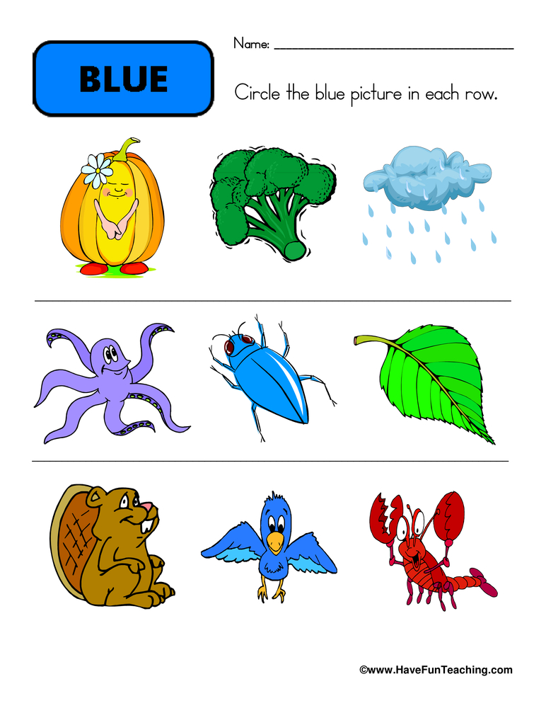 +10 Color Blue Worksheet Kindergarten Ideas