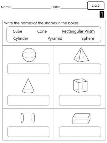 2d And 3d Shapes Worksheets For Grade 1